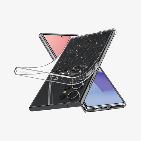 ACS07285 - Galaxy S24 Ultra Case Liquid Crystal Glitter in Crystal Quartz showing the back